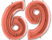 Шар (40"/102см) Цифра, "6/9", Розовое золото, в упаковке, 1 шт.