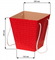 Коробка для цветов (16х28х28см), красная, 1 шт.