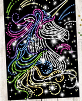 Аппликация пайетками "Единорог" с клеевым слоем + 7 цветов пайеток, 1 шт.