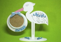 Рамка для фото "Аистёнок" (19*0,3*18) МДФ 3мм, окрашен., оформл., Белый-голубой, 1 шт.