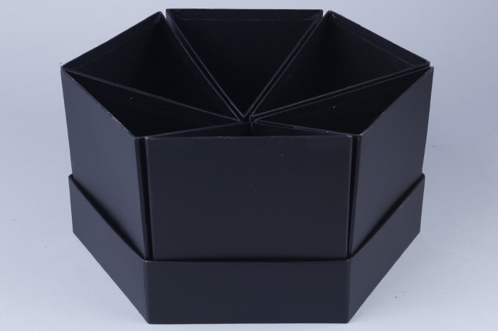 Коробка-тортик (29,5*15см), набор из 6 частей, Черная, 1 шт.