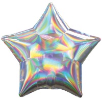 Шар (18"/45см) Звезда, Серебро, Перламутр, 1 шт.