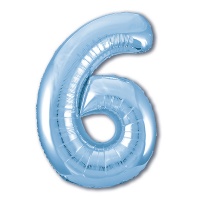 Шар (40''/102 см) Цифра, 6, Slim, Светло-Голубой 1 шт.