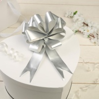 Бант-шар (3см), Серебряный, простой , 5 шт.
