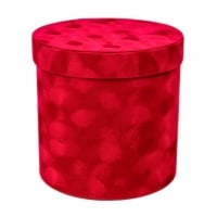 Коробка-цилиндр (15,5*15,5*15см), Бархат, красная, 1 шт.