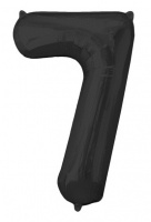 Шар (16"/41см) Цифра, "7", цвет черный, 1шт.