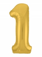 Шар (40"/102см) Цифра "1" Золото Slim в упаковке, 1 шт.