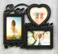 Фоторамка пластик на 3 фото )10х15см, 12х12см) "Ты и Я" чёрная (27х30х3см), 1 шт.