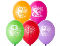 Шар (12''/30 см) 8 Марта Цветы, ассорти, пастель, 50 шт.