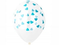 Шар (14"/35см) Сердца мятные, Шелкография, кристалл, 25 шт.