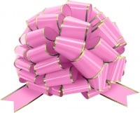 Бант Шар (36см) Золотая полоска, Розовый, Металлик, 1 шт.