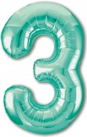 Шар (40''/102 см) Цифра, 3, Slim, Бискайский зеленый, в упаковке 1 шт.