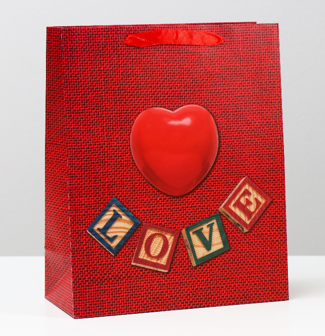 Пакет подарочный (26*32*12см), Нависшее сердце, 1 шт.