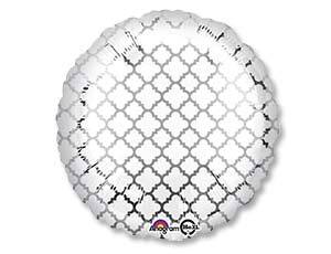 Шар (18"/45см) Круг, Узор на серебре,1 шт. 