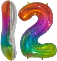 Шар (34''/86см) Цифра, 2, Мармеладный леденец, Градиент, в упаковке 1 шт.