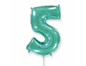 Шар (16"/41 см) Цифра 5, тиффани, 1 шт.