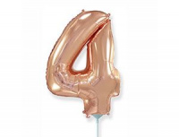 Шар (16"/41 см) Цифра 4, розовое золото, 1 шт.