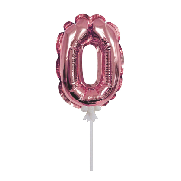 Шар (7"/18см) Цифра, 0, Rose Gold, самодув, фольга, 1шт.
