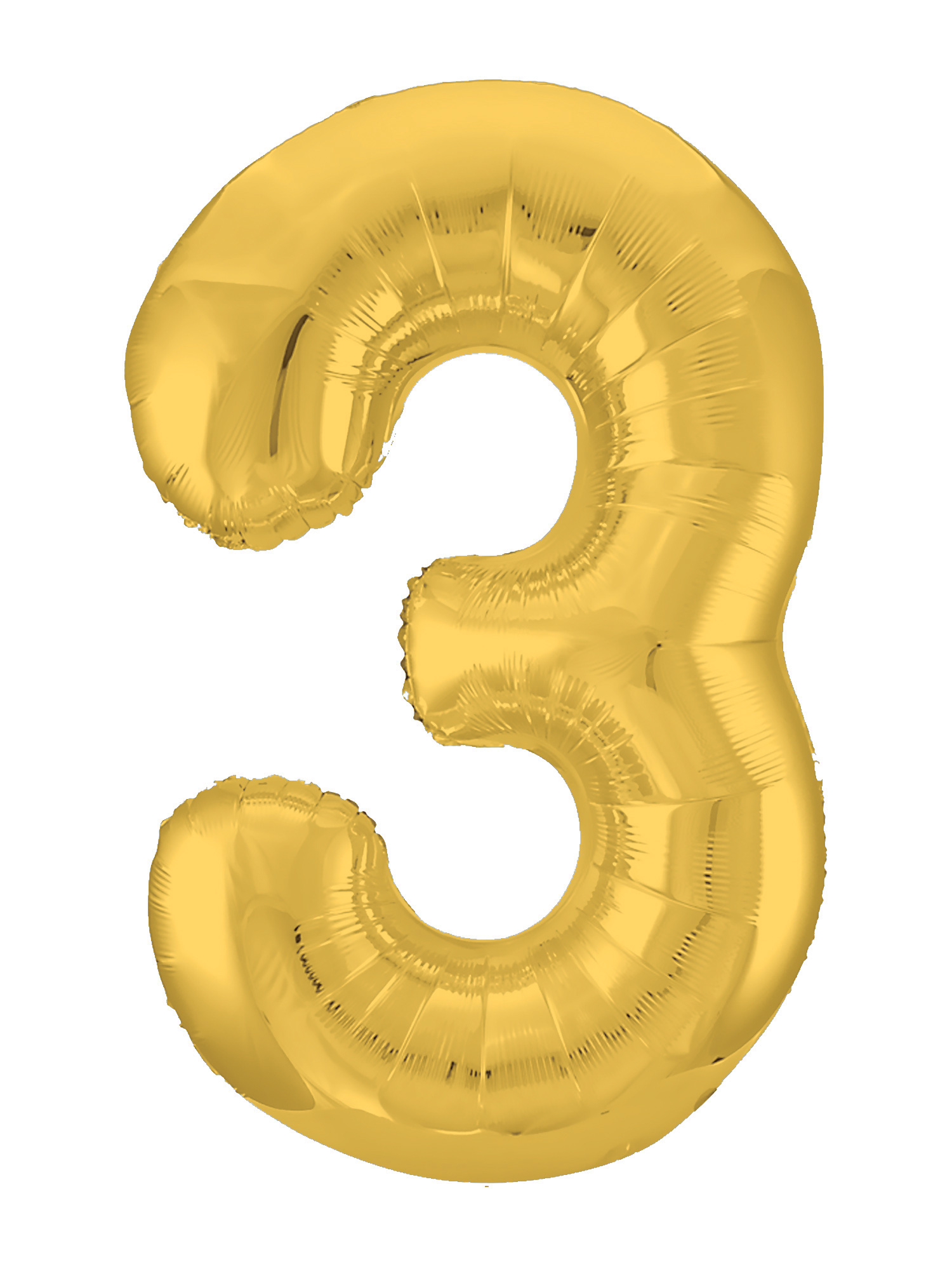 Шар (40"/102см) Цифра "3" Золото Slim в упаковке, 1 шт.