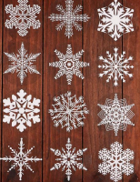 Набор наклеек (38*30см), "Снежинки", белые, 1 шт.