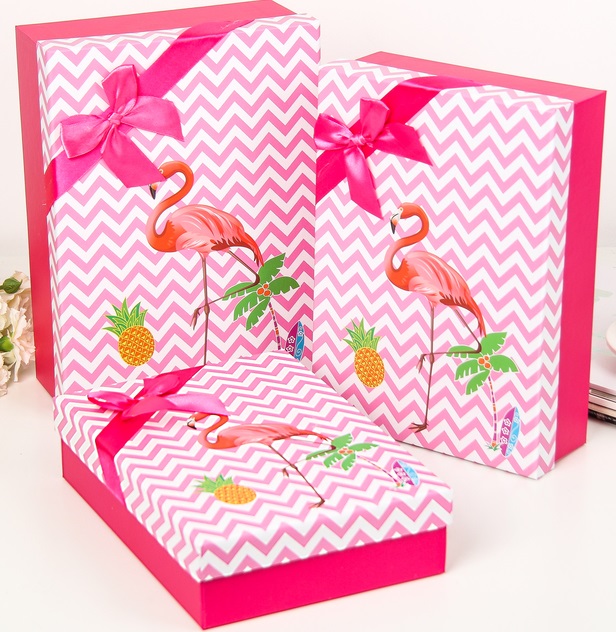 Коробка прямоугольная (21*29*9см), Фламинго, 1 шт.