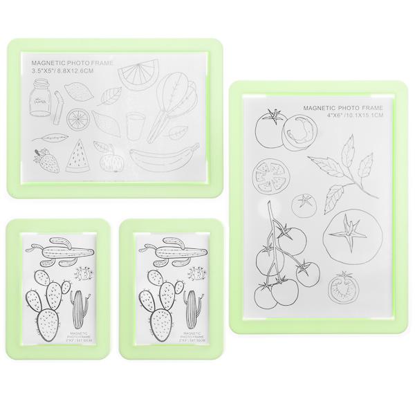Набор фоторамок на магните (12х7; 7х9.5; 11х14.5см), зеленый, 4 шт.