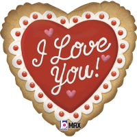 Шар (18''/45 см) Сердце, Печенье Валентинка, Я Люблю Тебя, 1 шт.