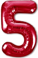 Шар (40''/102 см) Цифра, 5 Slim, Красный, 1 шт. в упак.