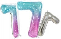 Шар (34''/86см) Цифра, 7 Нежные искры, Розовый, Градиент, 1 шт. в упак.