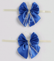 Бант-бабочка свадебный для декора (10 см), атласный, синий, 2 шт.