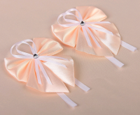 Бант-бабочка свадебный для декора (10 см), атласный, персиковый, 2 шт.