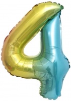 Шар (16''/41см) Мини-цифра, 4, Нежная радуга, Градиент, 1 шт.