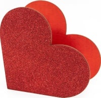 Декоративный ящик (20*10*19см), Сердце, Красный, с блестками, 1 шт.