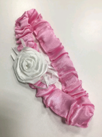Подвязка на ногу с атласной розой (13*65см), Розовая-белая, 1 шт.