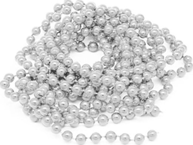 Бусы на ёлку (1,4см*1,8м), "Волшебный праздник", серебряные, 1 шт.