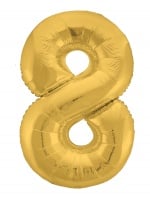Шар (40"/102см) Цифра "8" Золото Slim в упаковке, 1 шт.