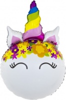 1 Шар (31''/79см) Фигура, Голова цветочного единорога, 1 шт.
