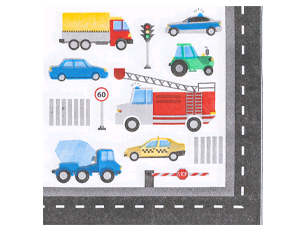 Салфетки (25 см), Машинки, 12 шт.