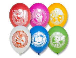 Шар (12''/30 см), "Барбоскины", Ассорти, пастель, 5 шт.