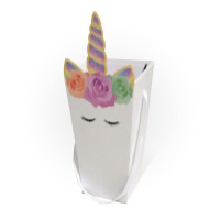 Коробка для цветов (15,4*15,4*30,5см), Единорожек, Белая, 1 шт. 