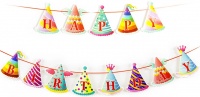 Гирлянда-буквы, Happy Birthday, Праздничные колпачки, 180 см, 1 шт.