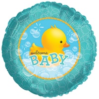 Шар (18''/46см) Круг, Утенок, Голубой, 1 шт.