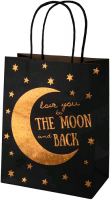 Пакет подарочный (23*18*10 см), Лунная любовь, Черный, Металлик, 1 шт.