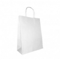 Пакет крафт без печати, белый (22*12*25см), круглая ручка, 1 шт.