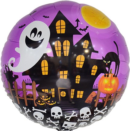 Шар (18''/46см) Круг, Дом с привидениями, Вечеринка на Хэллоуин, 1 шт.