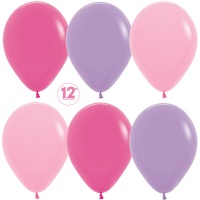 Шар (12''/30см) Ассорти для девочки (009, 012, 050), Пастель, 50 шт.