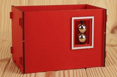 Подарочная упаковка (14,5*8,5*9,5см), Гармония, МДФ 3мм, окрашен., Красный-серебро, 1 шт.