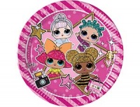 Тарелки бумажные (20см), Куклы ЛОЛ, 8 шт.