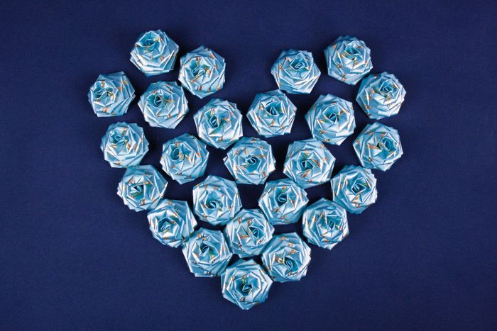 Бант "Роза" средняя с золотом (4,5см) Бирюзовый-золото, 22 шт.