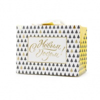 Пакет бумажный (15*11*9см), С Новым Годом. Ёлочки, 1 шт.